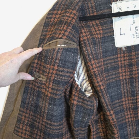 Billy Reid Mens Waxed Jacket Large Blazer Hunting Chore Work Brown Utility Canva - Picture 5 of 10